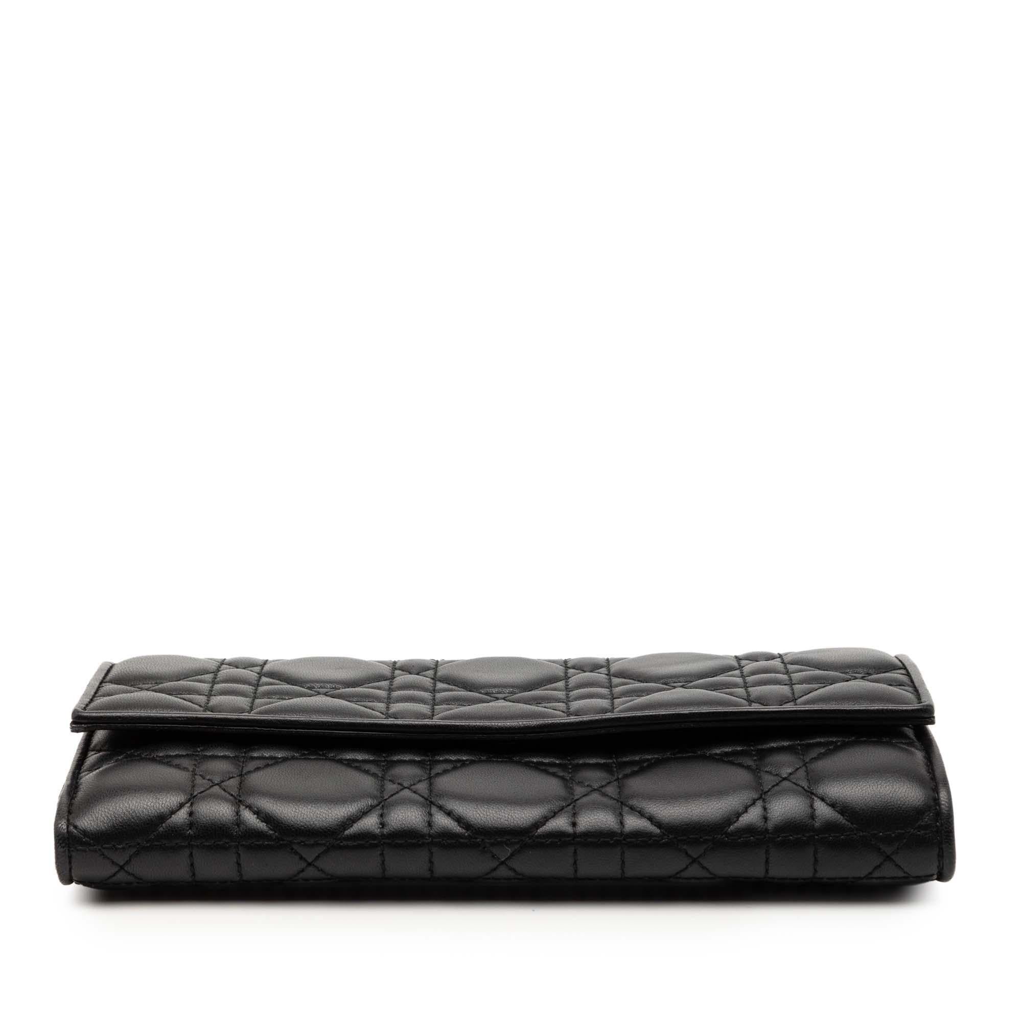 Dior Lambskin Cannage Lady Dior Wallet On Chain