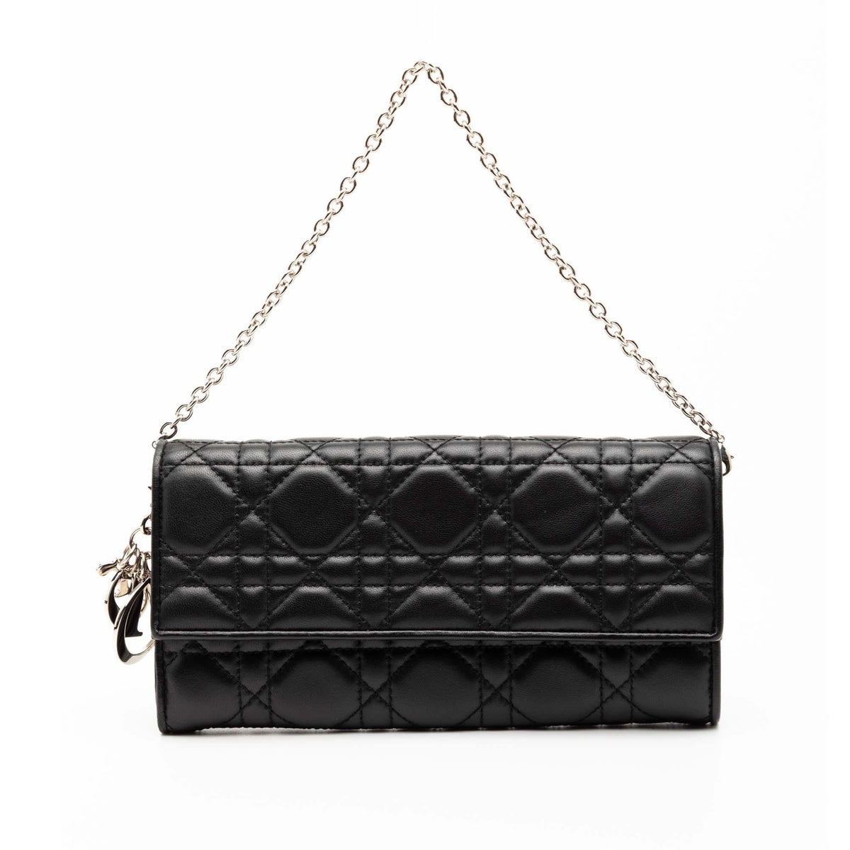 Dior Lambskin Cannage Lady Dior Wallet On Chain