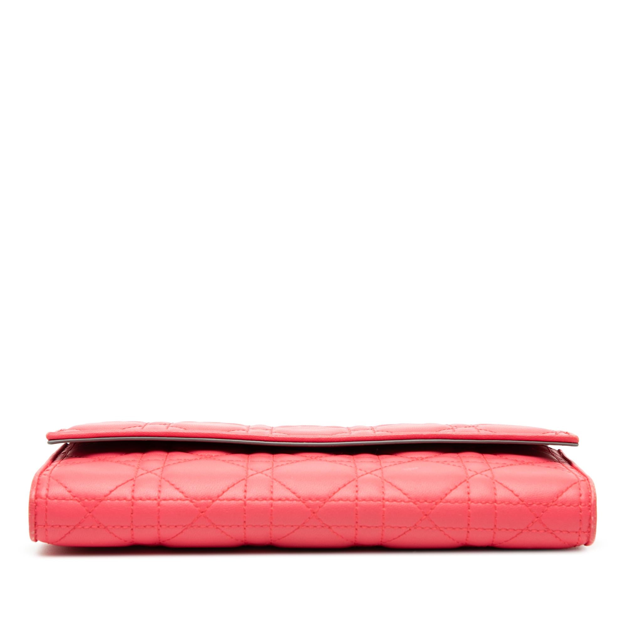 Dior Lambskin Cannage Lady Dior Wallet On Chain