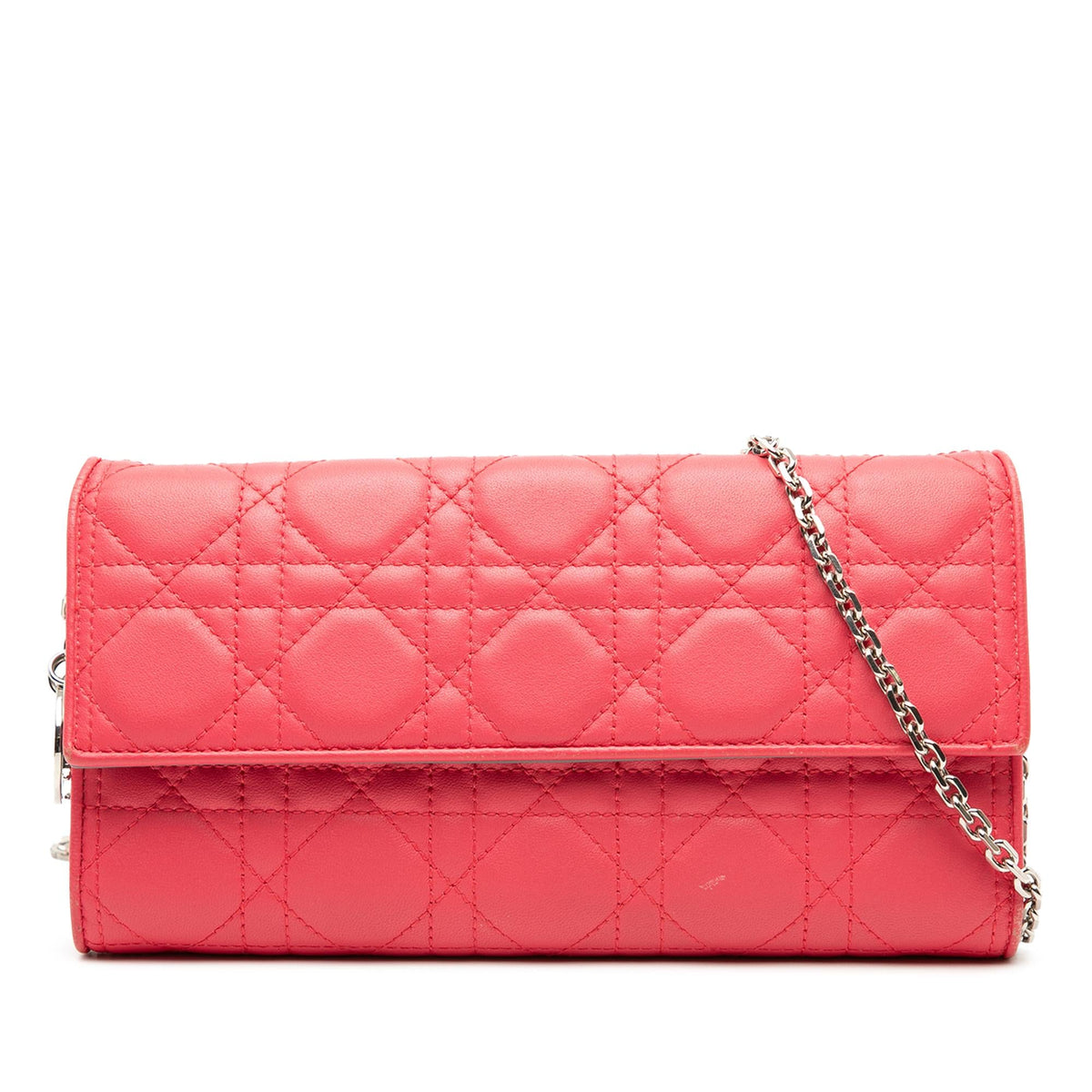 Dior Lambskin Cannage Lady Dior Wallet On Chain