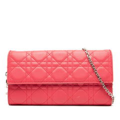 Dior Lambskin Cannage Lady Dior Wallet On Chain