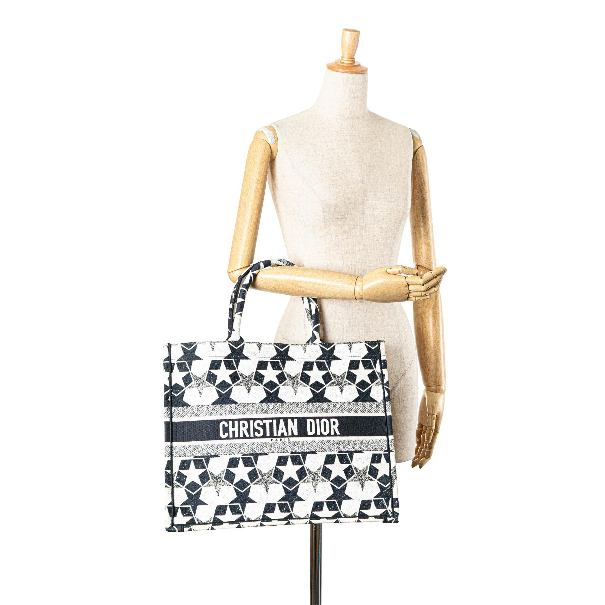 Dior Large Canvas Embroidered Lucky Star Book Tote