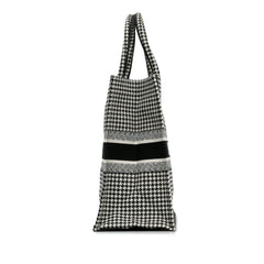 Dior Large Canvas Houndstooth Embroidered Book Tote