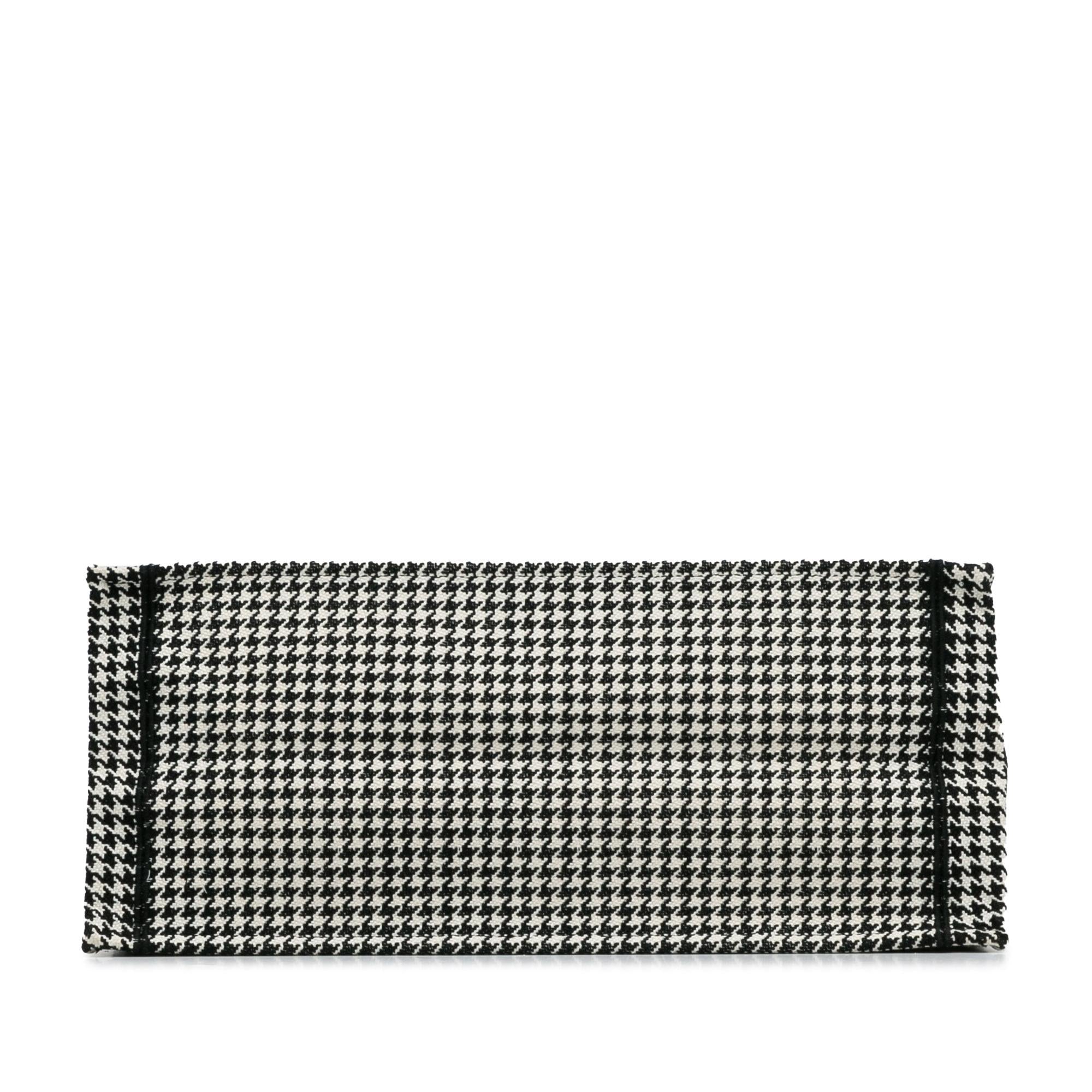 Dior Large Canvas Houndstooth Embroidered Book Tote