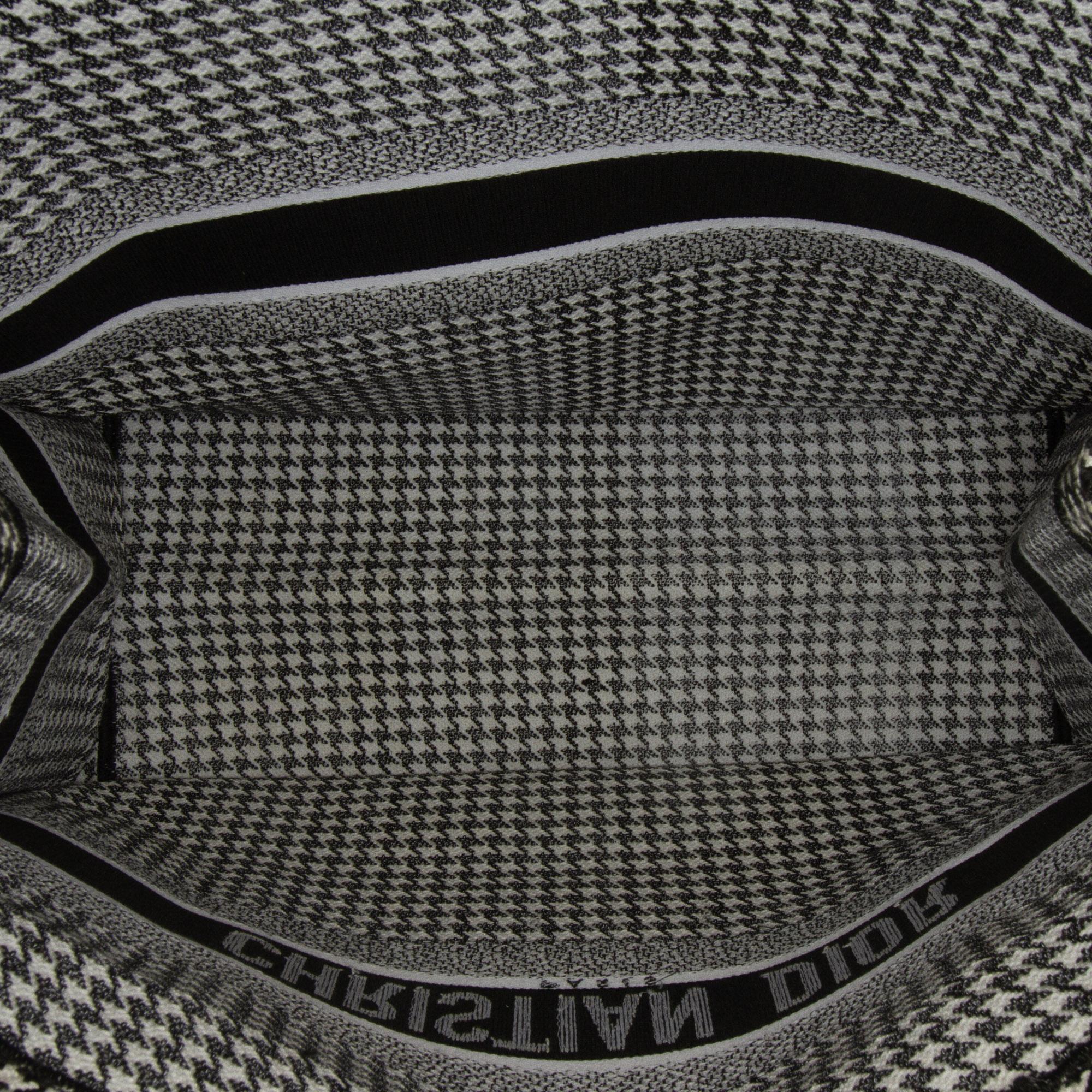 Dior Large Canvas Houndstooth Embroidered Book Tote