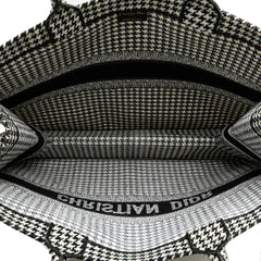 Dior Large Canvas Houndstooth Embroidered Book Tote