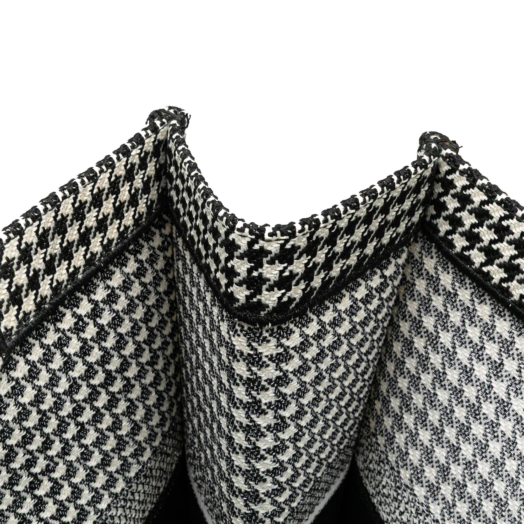 Dior Large Canvas Houndstooth Embroidered Book Tote