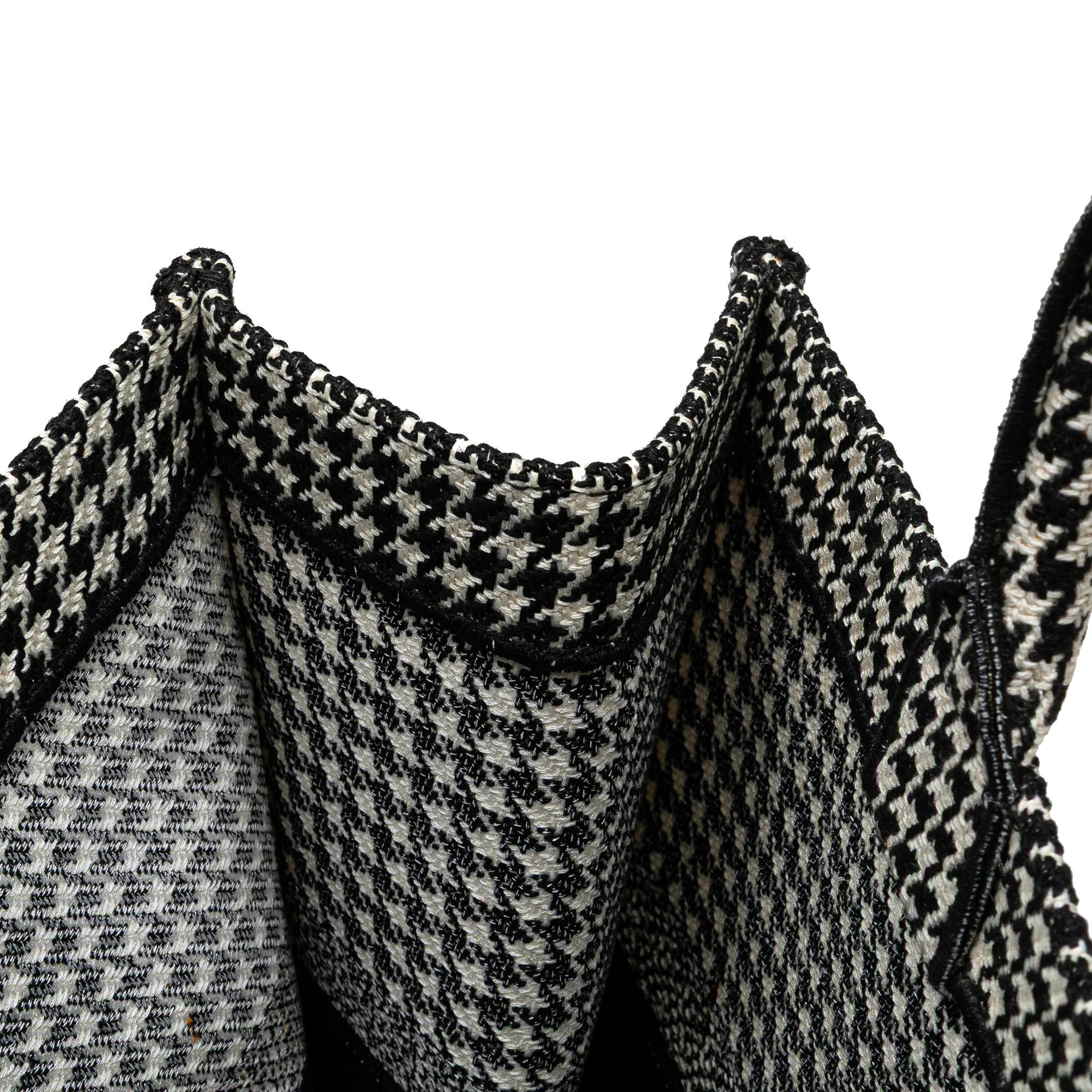 Dior Large Canvas Houndstooth Embroidered Book Tote
