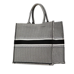 Dior Large Canvas Houndstooth Embroidered Book Tote