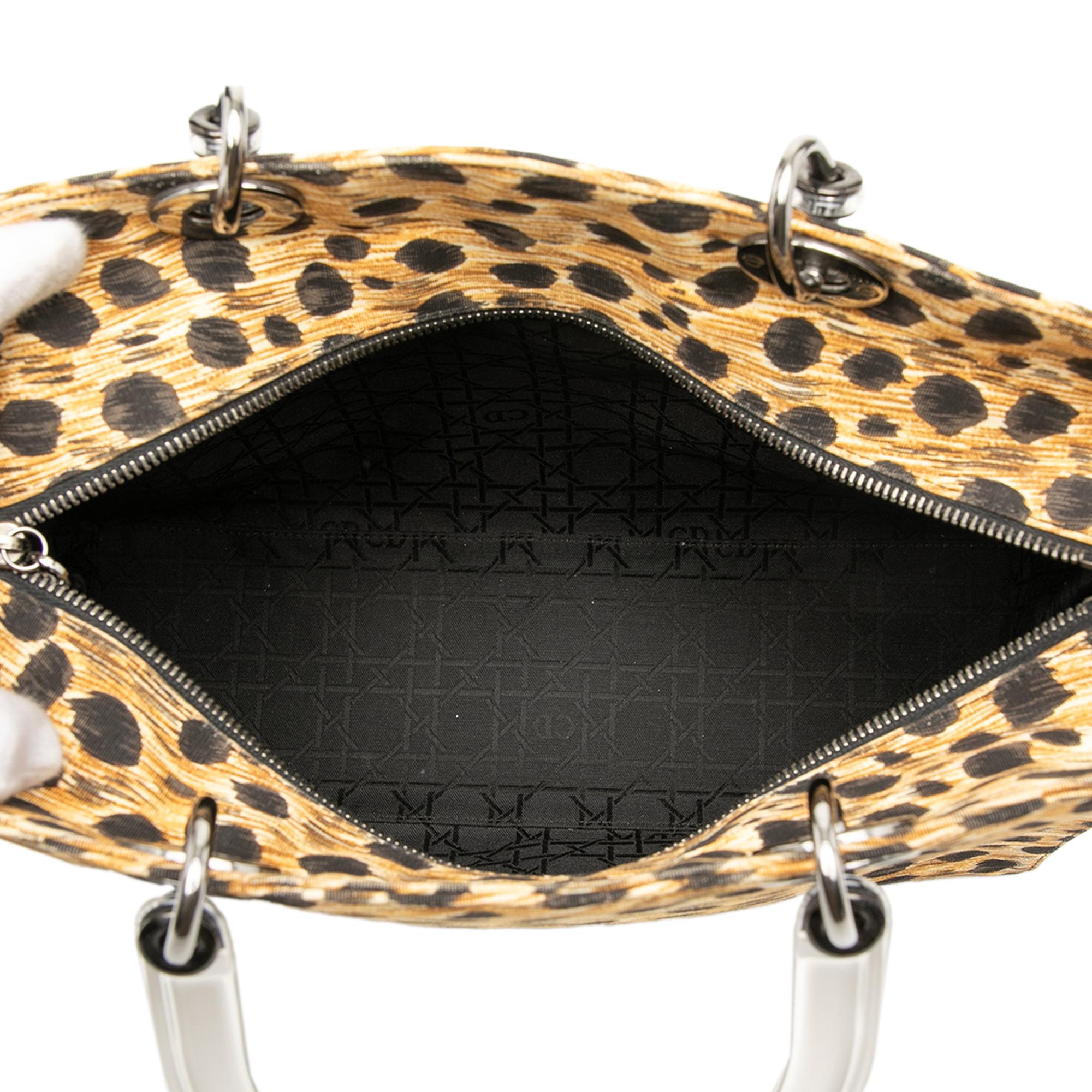 Dior Large Canvas Leopard Print Lady Dior