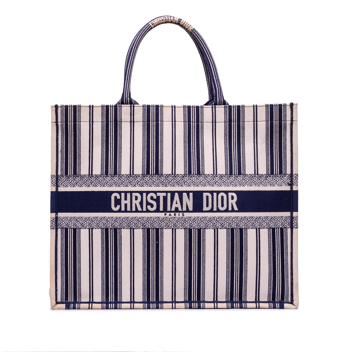 Dior Large Canvas Striped Book Tote