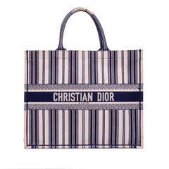 Dior Large Canvas Striped Book Tote