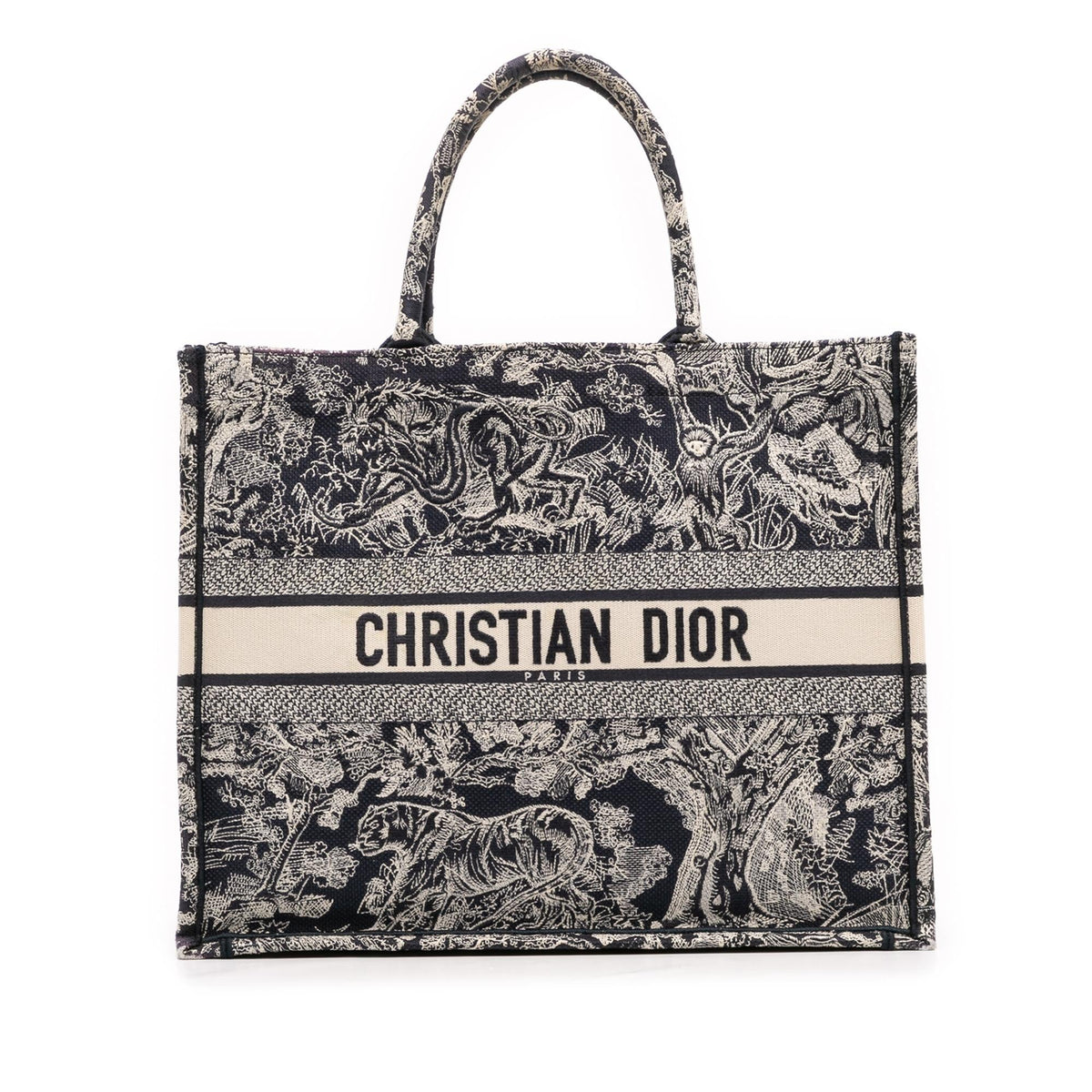 Dior Large Canvas Toile de Jouy Reverse Embroidered Book Tote