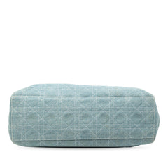Dior Large Denim Cannage Acrylic Handles Lady Dior