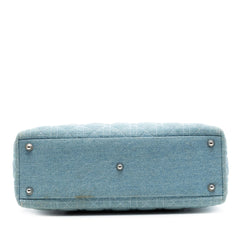 Dior Large Denim Cannage Acrylic Handles Lady Dior