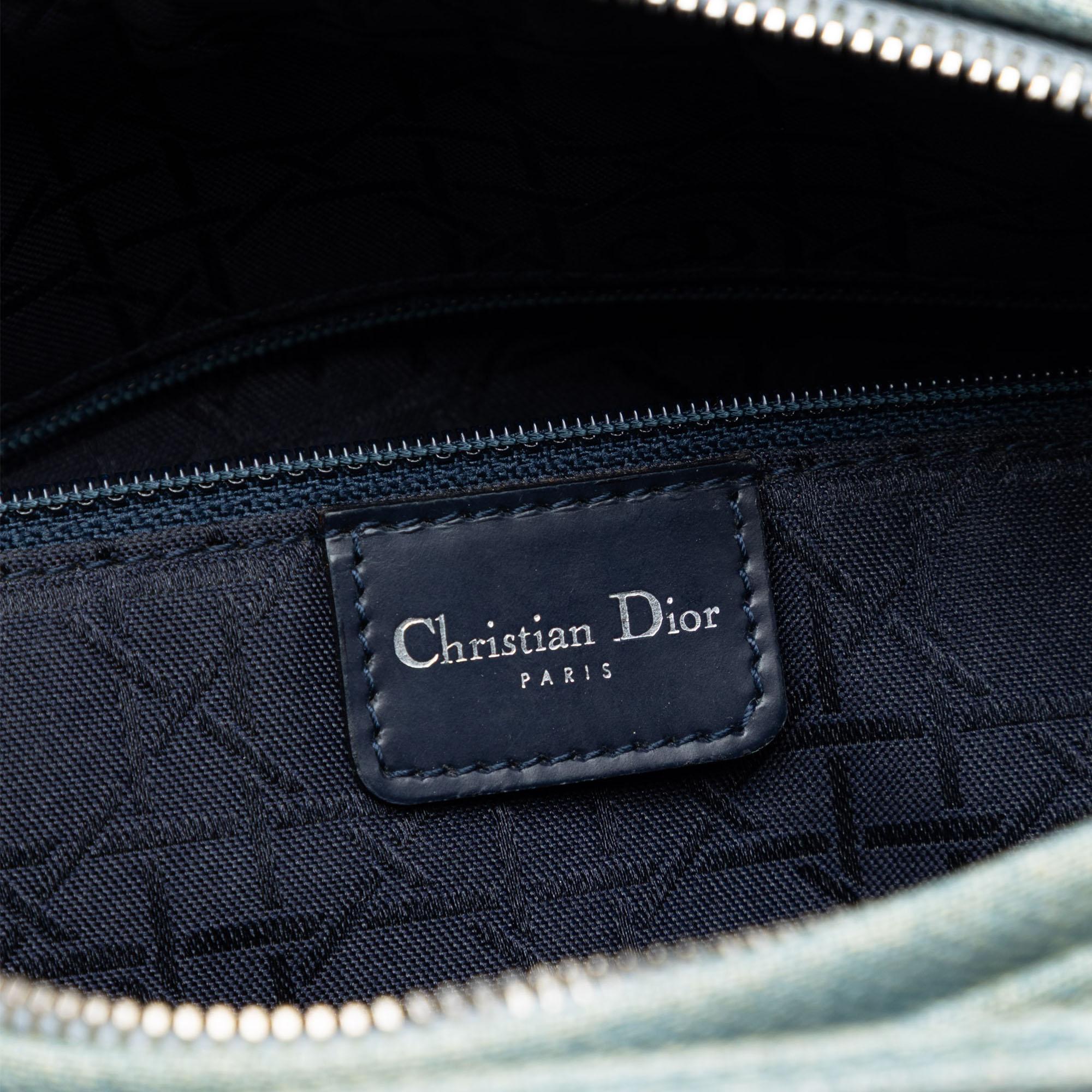 Dior Large Denim Cannage Acrylic Handles Lady Dior
