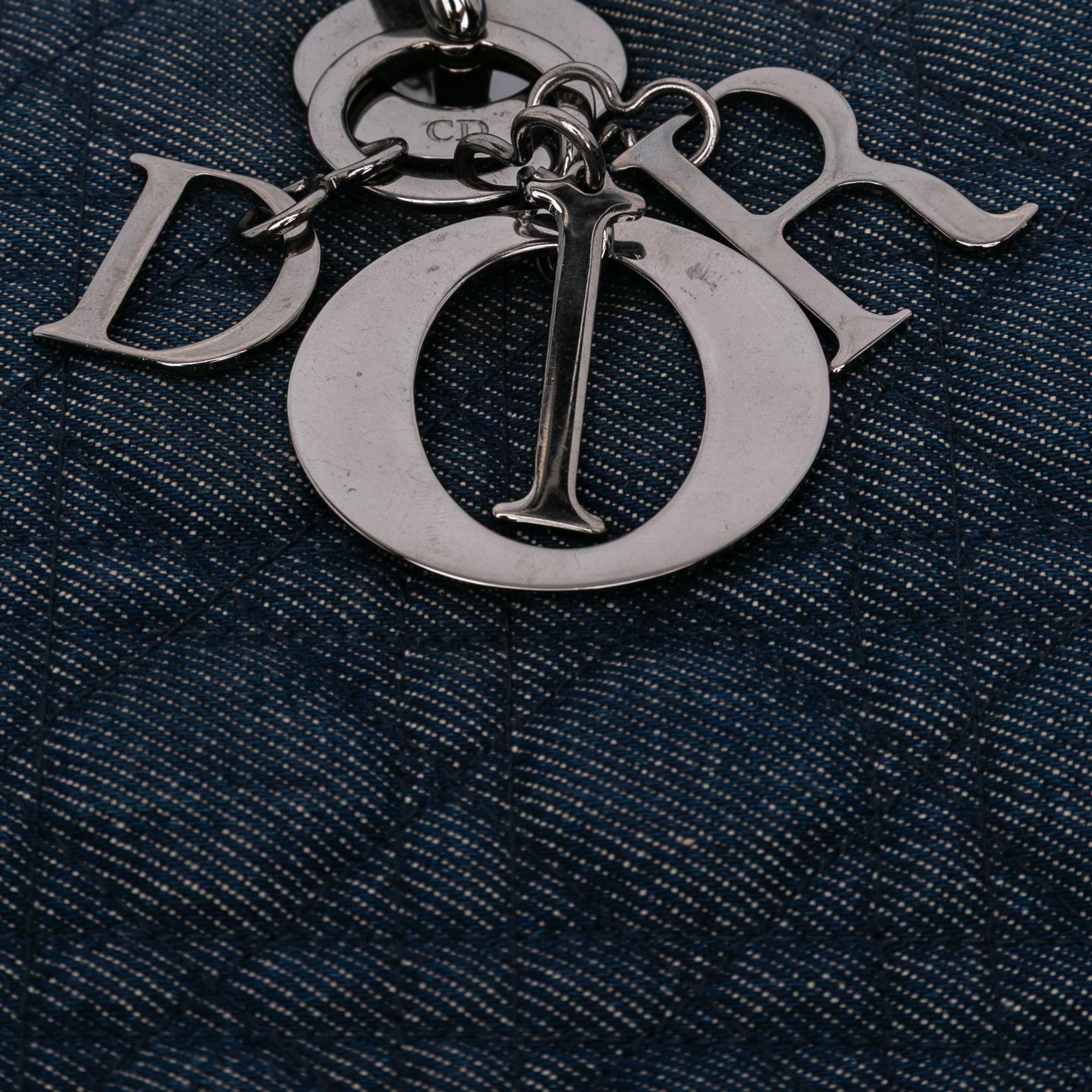 Dior Large Denim Cannage Lady Dior