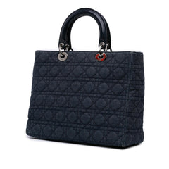 Dior Large Denim Cannage Lady Dior
