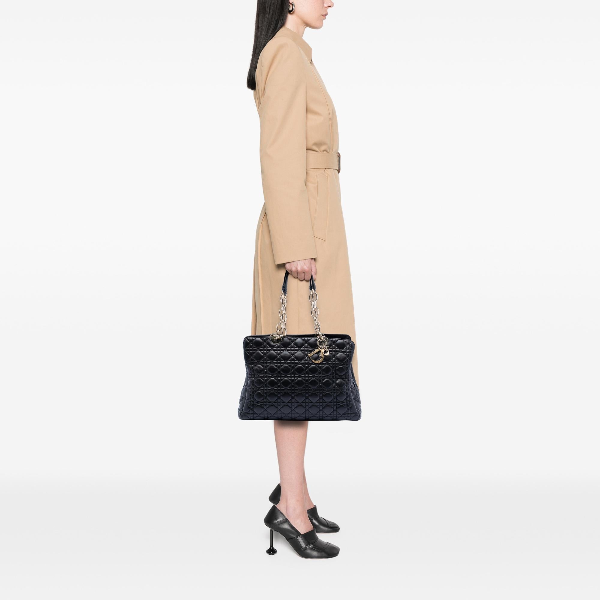 Dior Large Lambskin Cannage Soft Zipped Lady Dior Shopping Tote