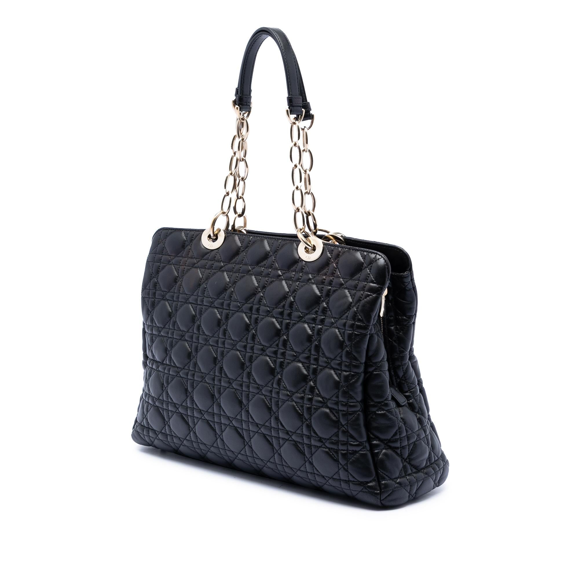 Dior Large Lambskin Cannage Soft Zipped Lady Dior Shopping Tote