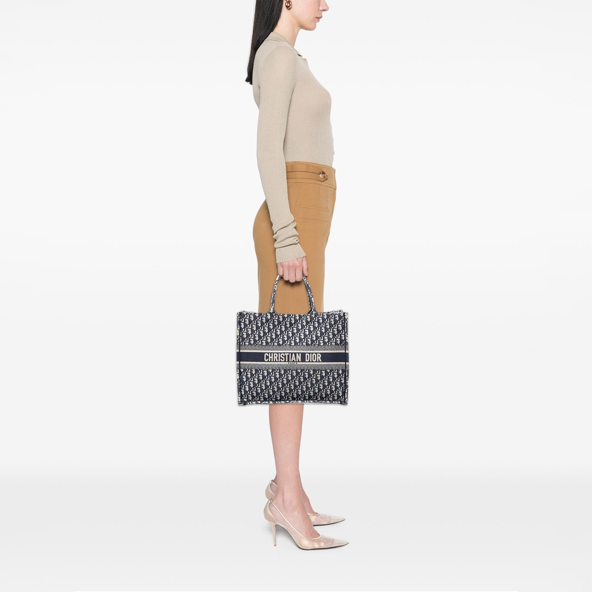 Dior Large Oblique Embroidered Canvas Book Tote