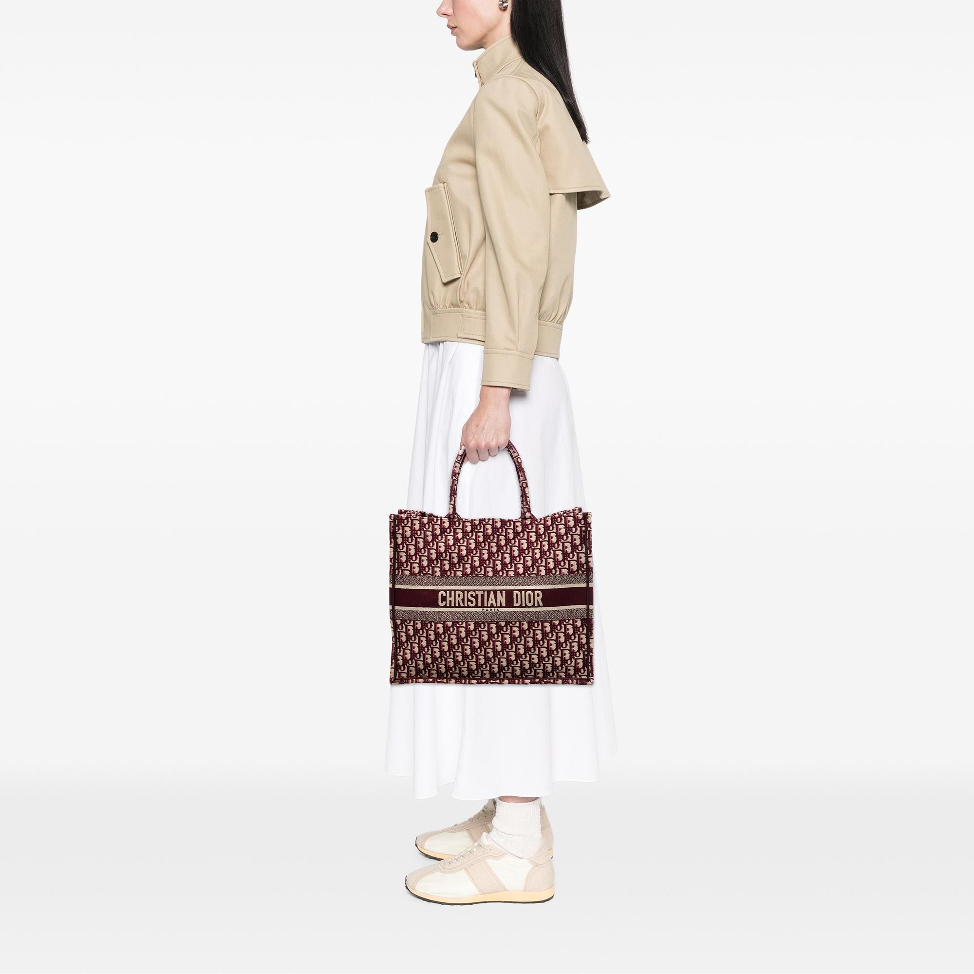 Dior Large Oblique Embroidered Canvas Book Tote