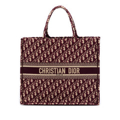 Dior Large Oblique Embroidered Canvas Book Tote