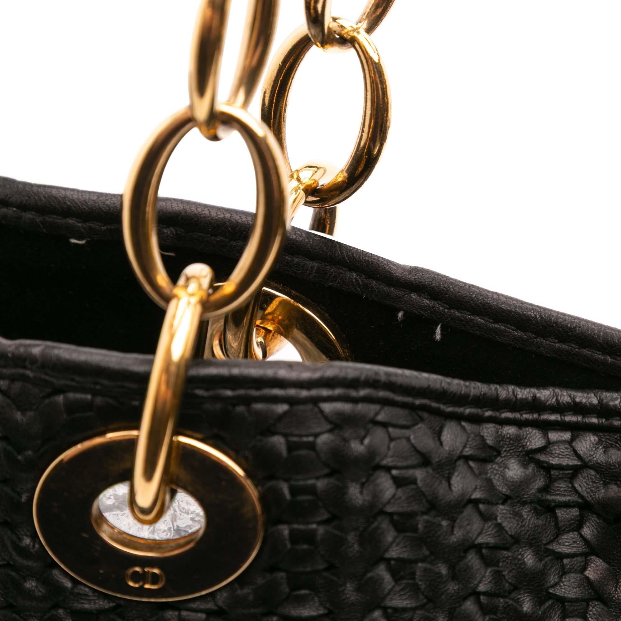 Dior Large Woven Lambskin Lady Dior Soft Shopping Tote