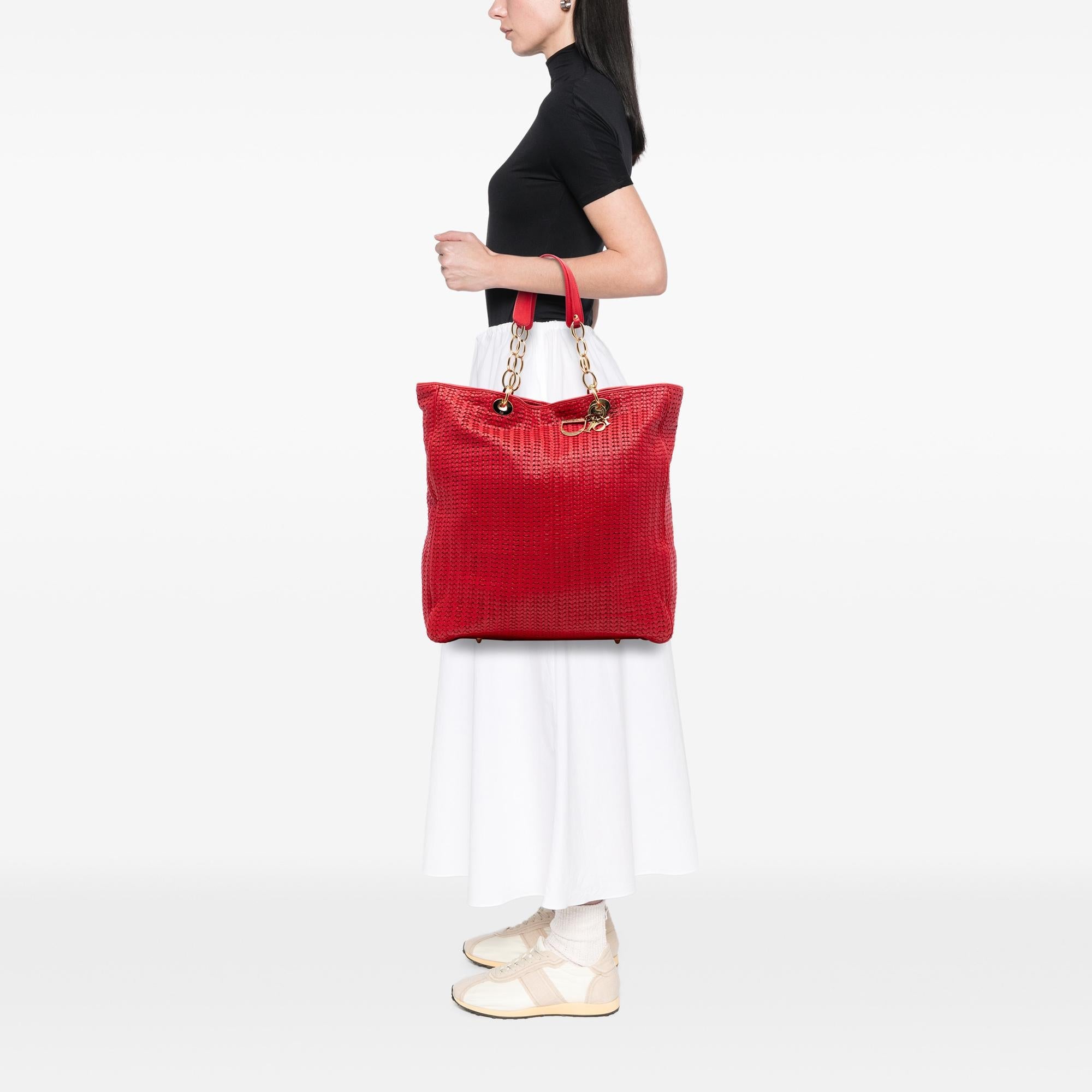 Dior Large Woven Lambskin Lady Dior Soft Shopping Tote
