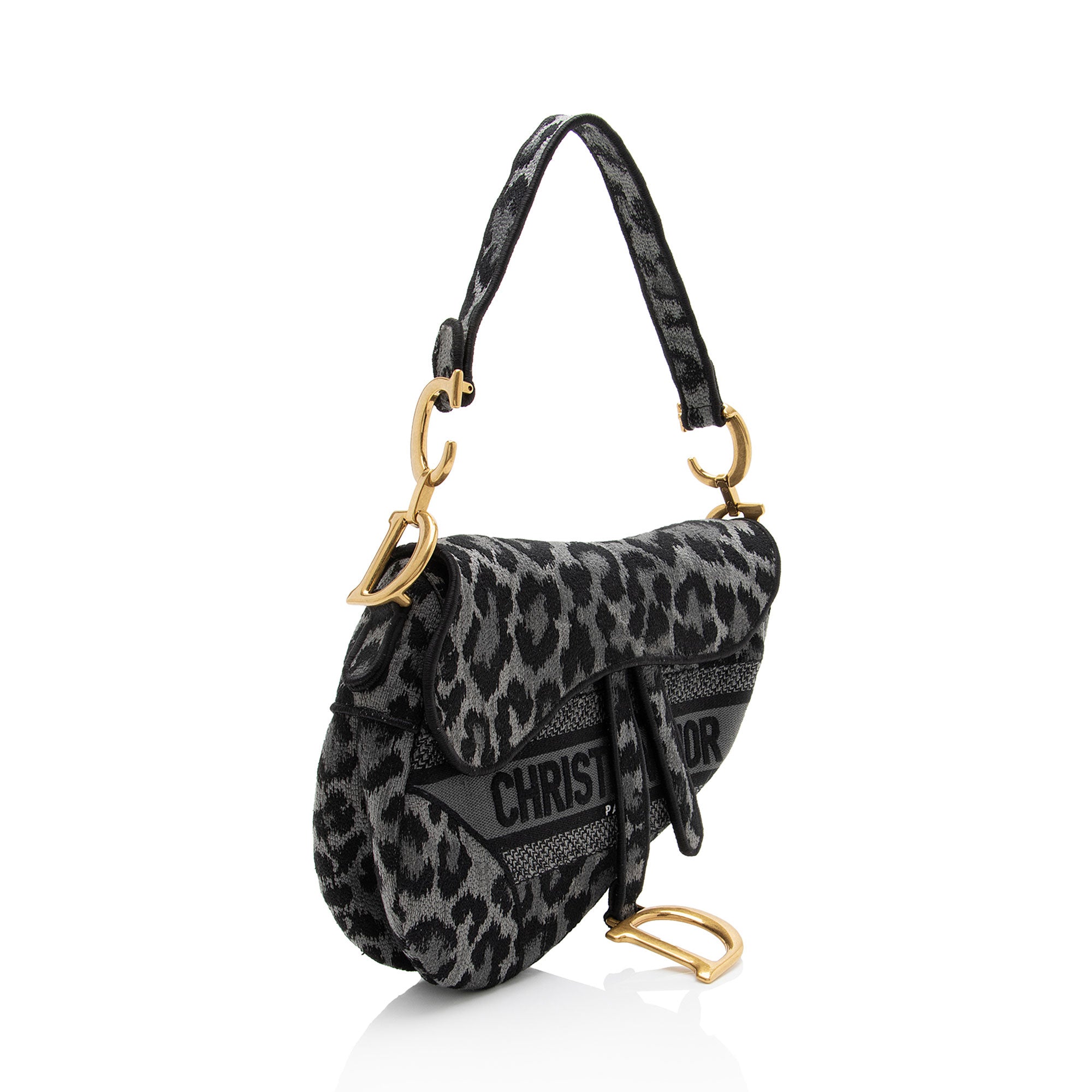 Dior Leopard Canvas Medium Saddle Bag