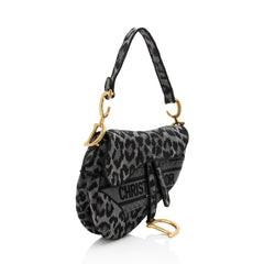 Dior Leopard Canvas Medium Saddle Bag