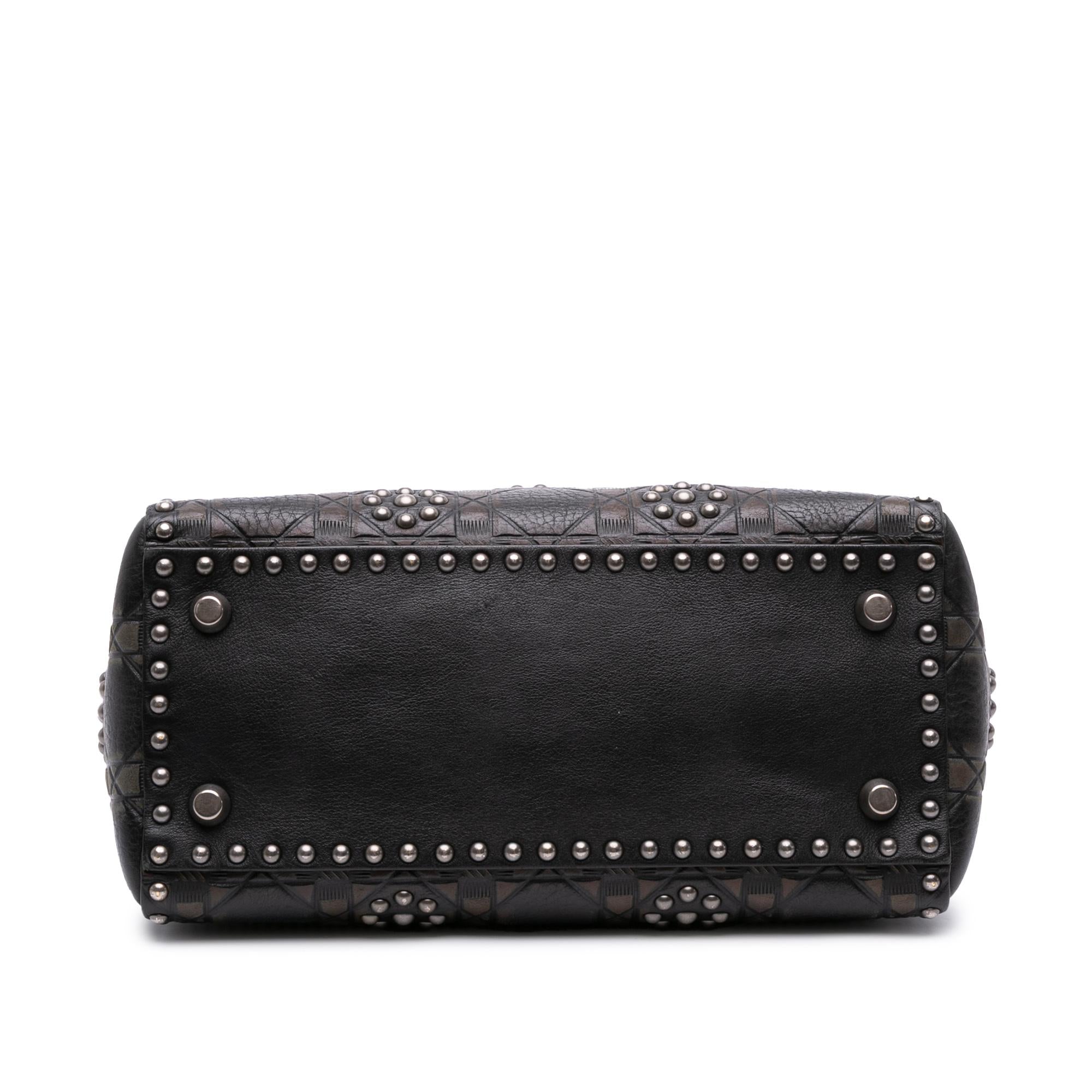 Dior Medium Calfskin Cannage Embossed Flower Studded Supple Lady Dior