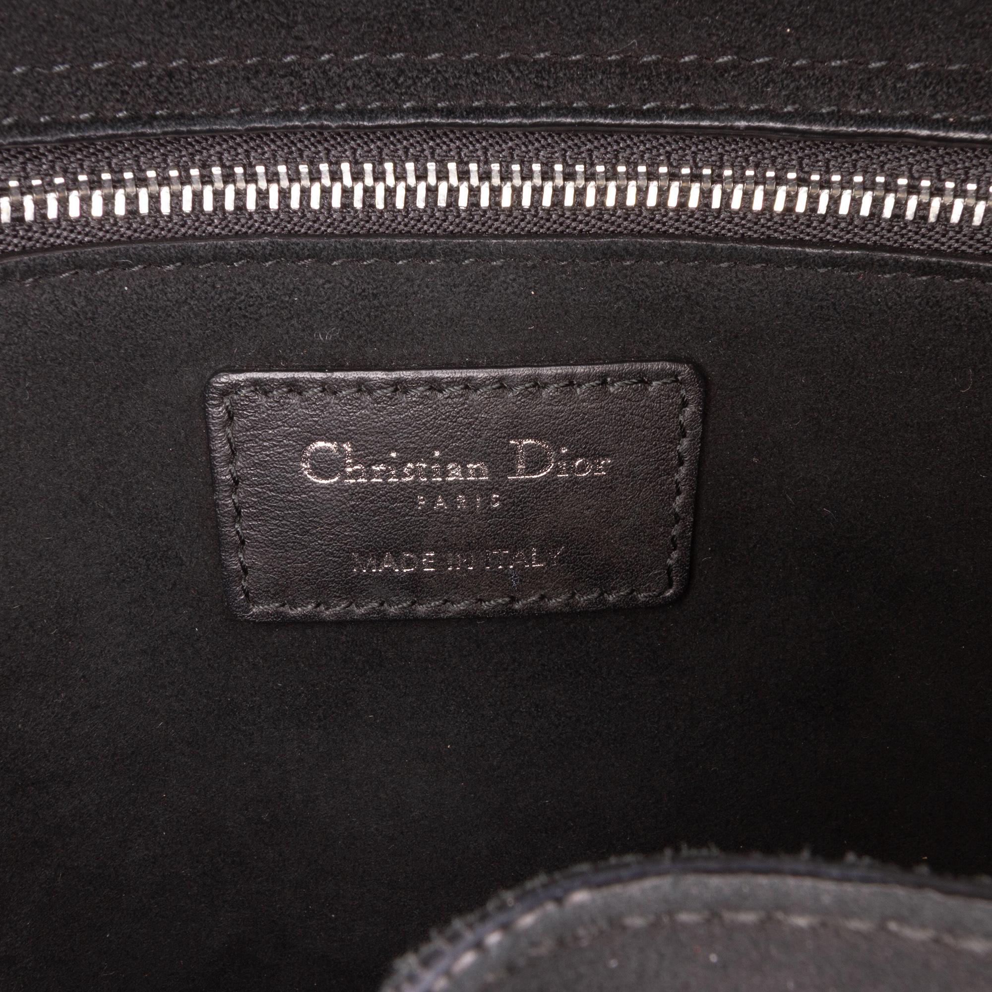 Dior Medium Calfskin Cannage Embossed Flower Studded Supple Lady Dior