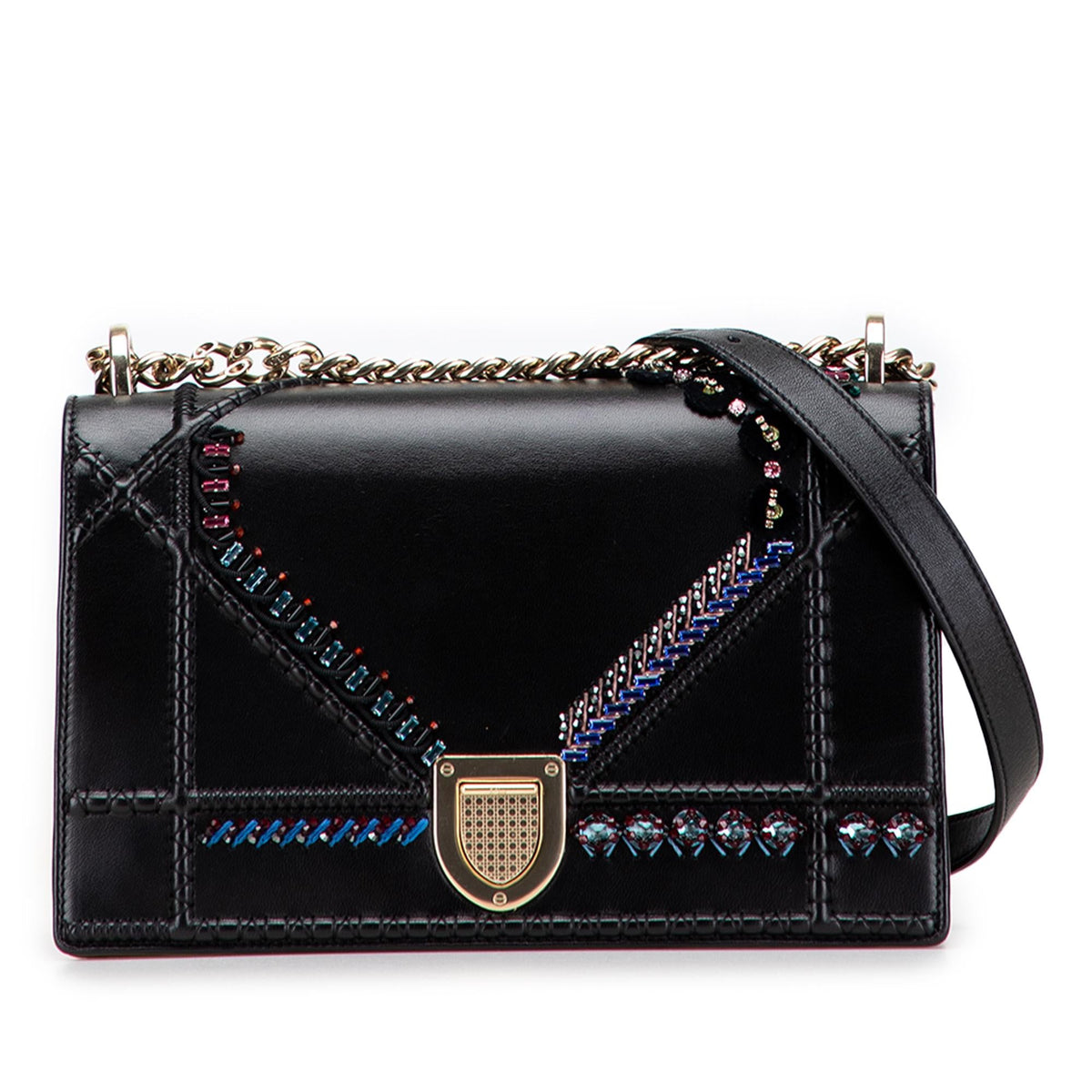 Dior Medium Calfskin Crystal Embroidered Diorama Flap