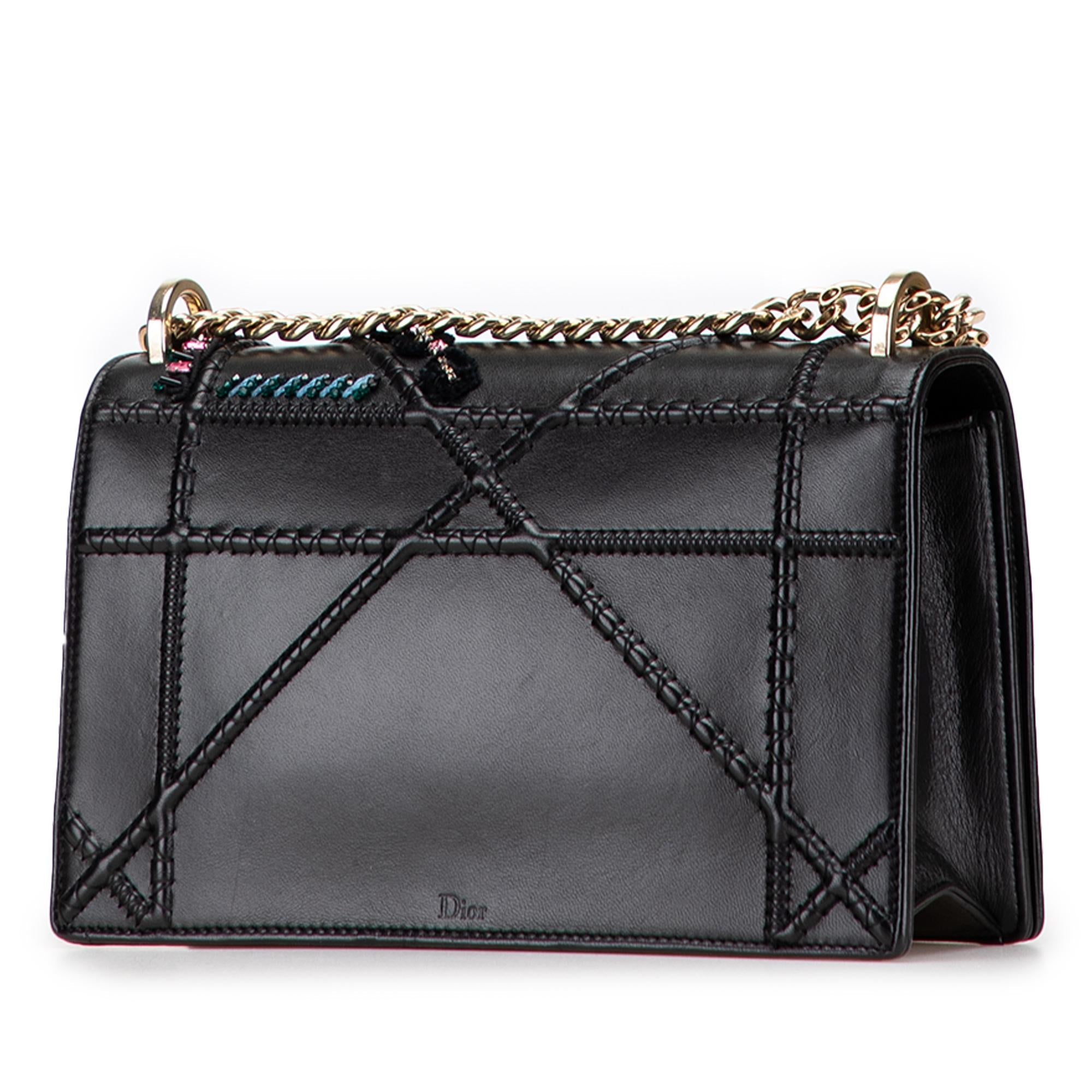 Dior Medium Calfskin Crystal Embroidered Diorama Flap