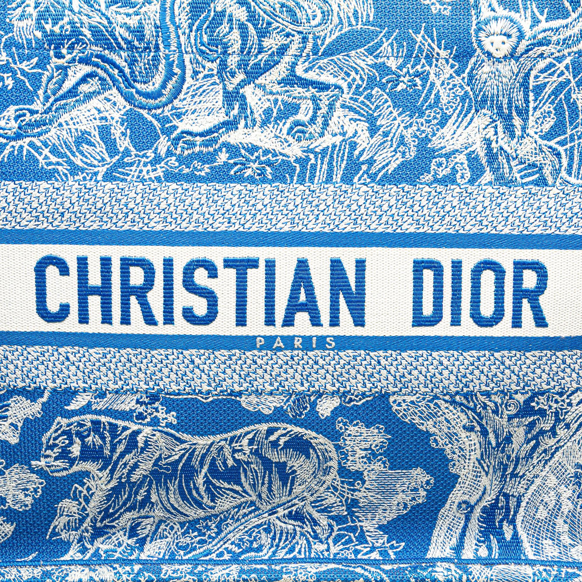 Dior Medium Canvas Embroidered Dioriviera Toile De Jouy Book Tote