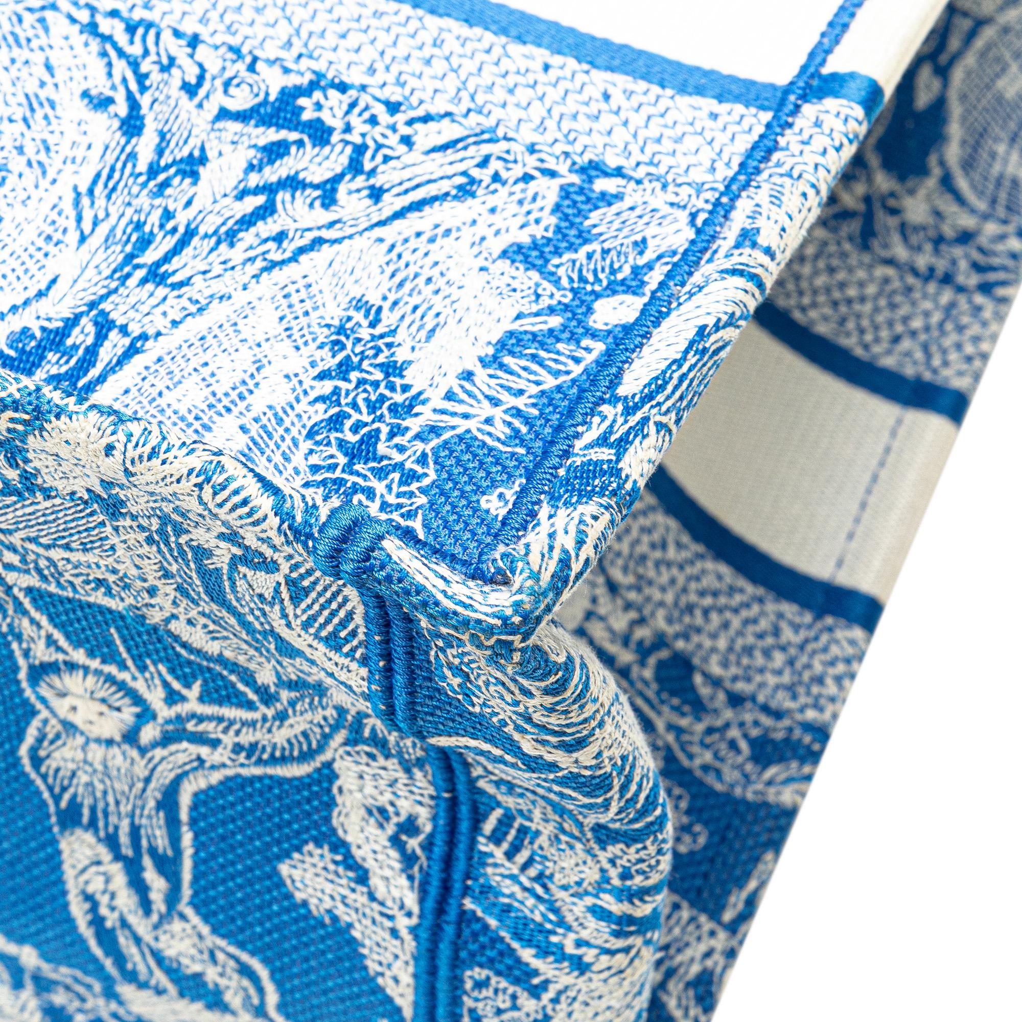 Dior Medium Canvas Embroidered Dioriviera Toile De Jouy Book Tote