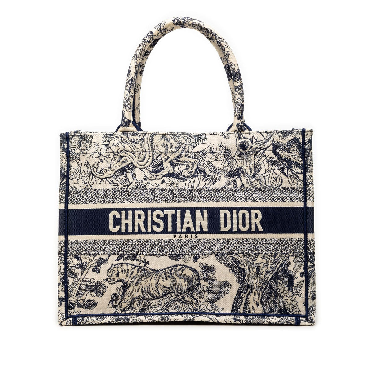 Dior Medium Canvas Embroidered Dioriviera Toile De Jouy Book Tote