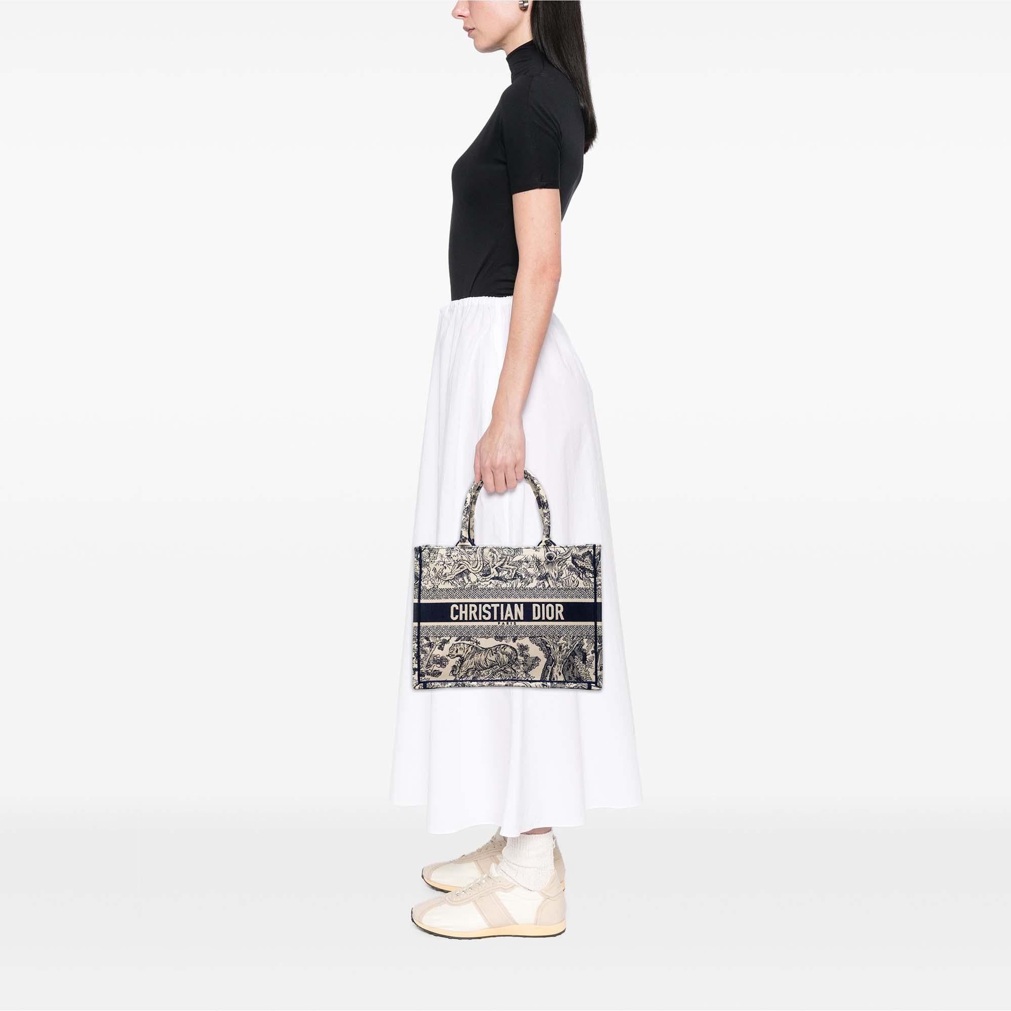 Dior Medium Canvas Embroidered Dioriviera Toile De Jouy Book Tote