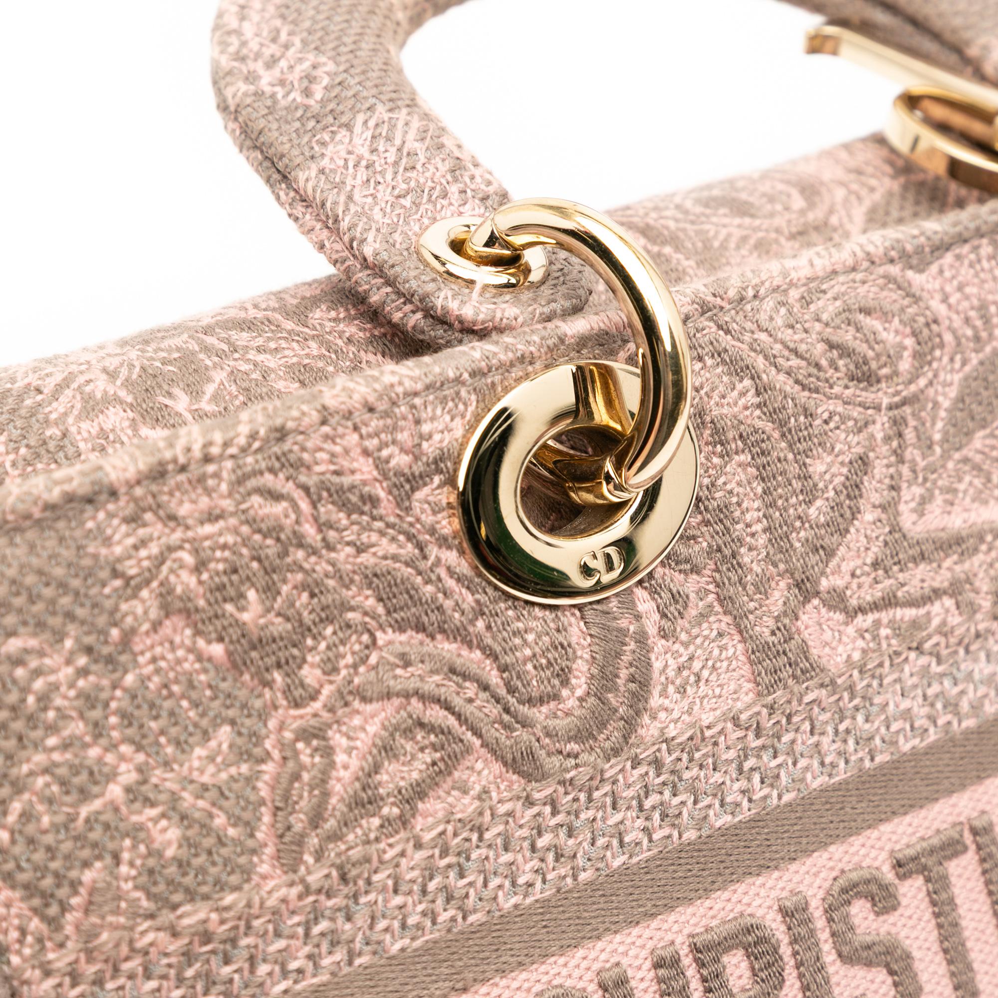 Dior Medium Canvas Embroidered Toile De Jouy Lady D Joy Satchel