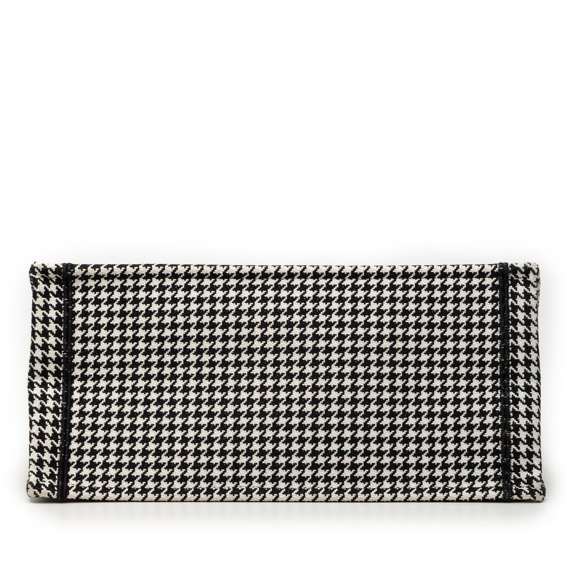 Dior Medium Canvas Houndstooth Embroidered Book Tote