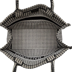 Dior Medium Canvas Houndstooth Embroidered Book Tote