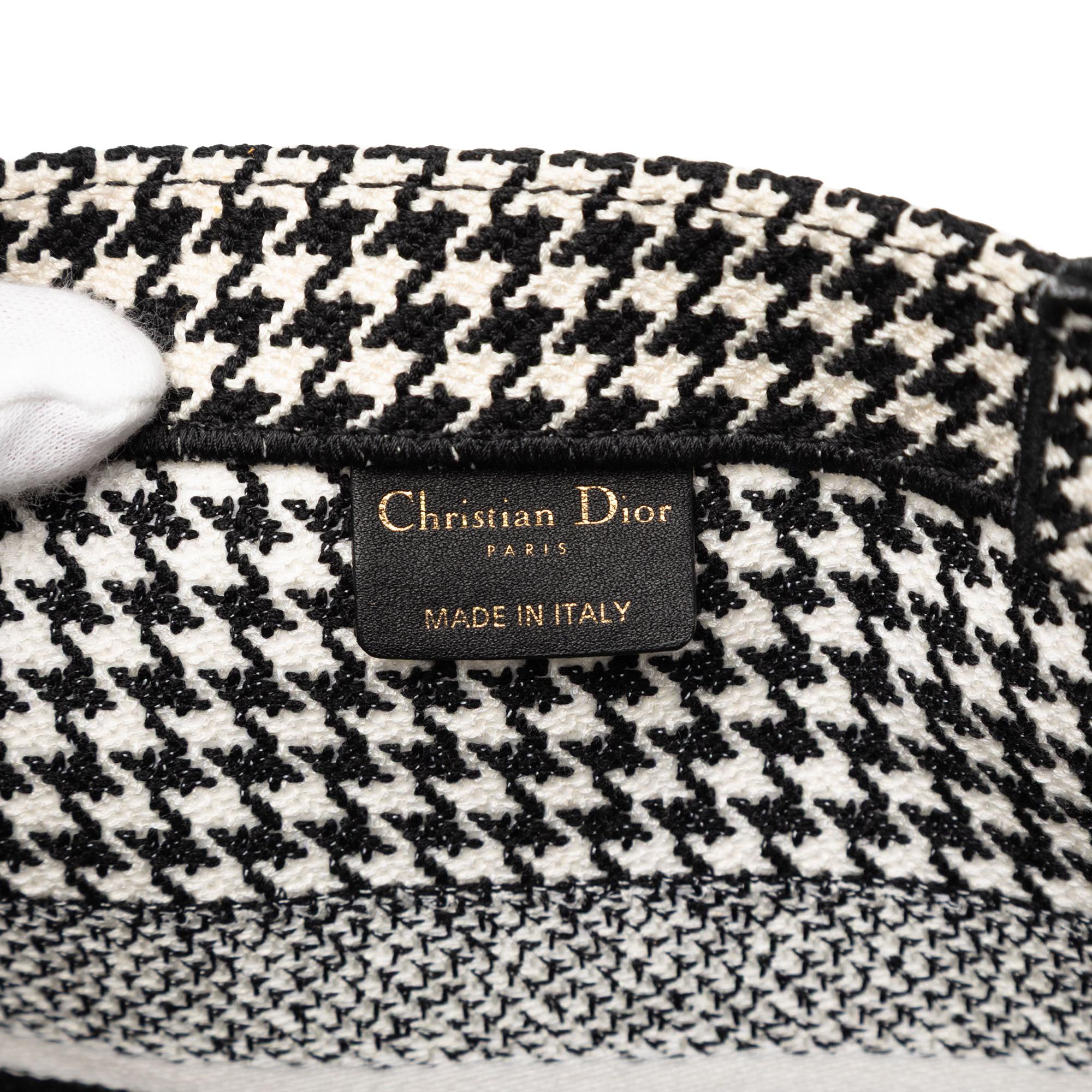 Dior Medium Canvas Houndstooth Embroidered Book Tote