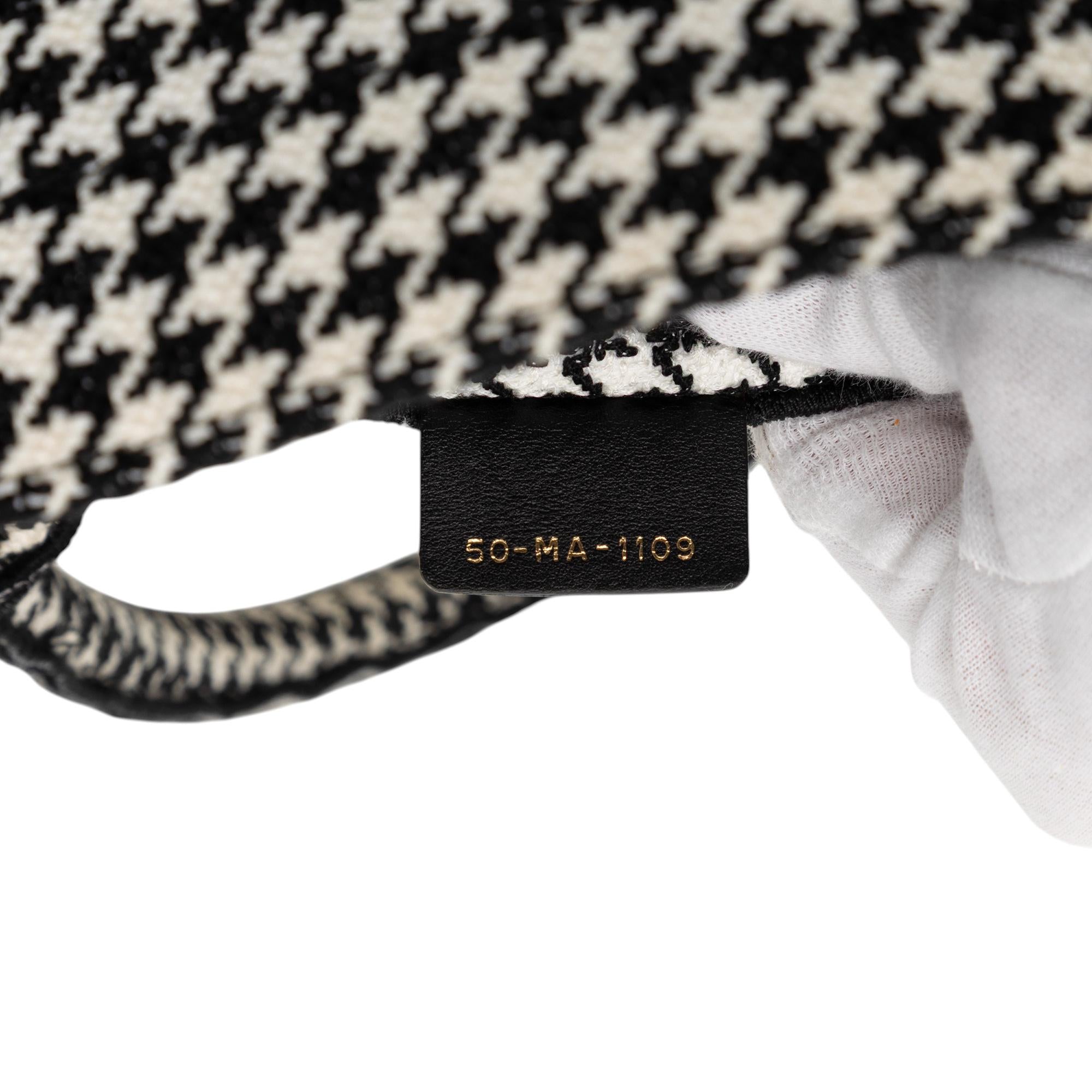 Dior Medium Canvas Houndstooth Embroidered Book Tote