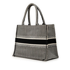 Dior Medium Canvas Houndstooth Embroidered Book Tote