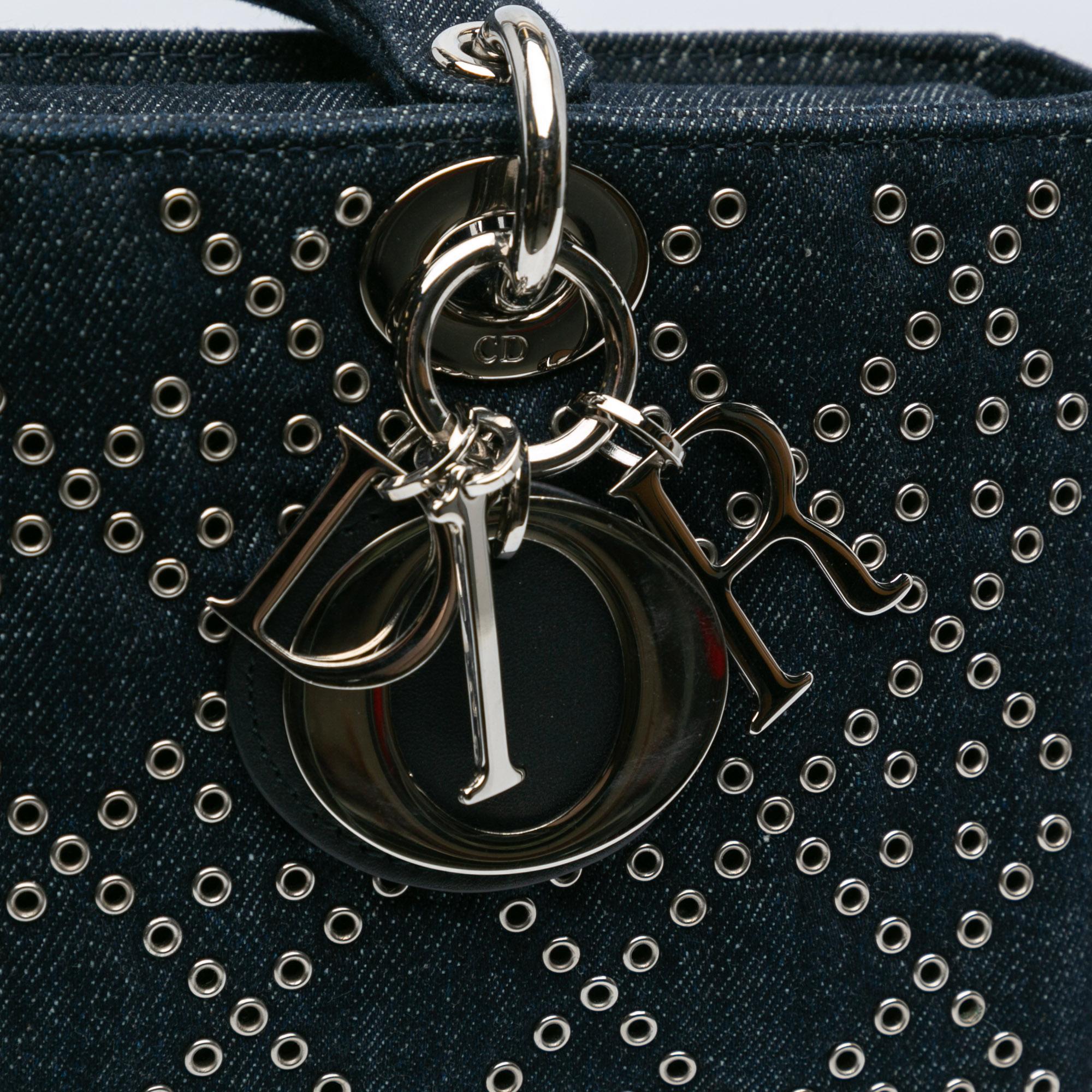 Dior Medium Denim Cannage Eyelet Lady D Joy