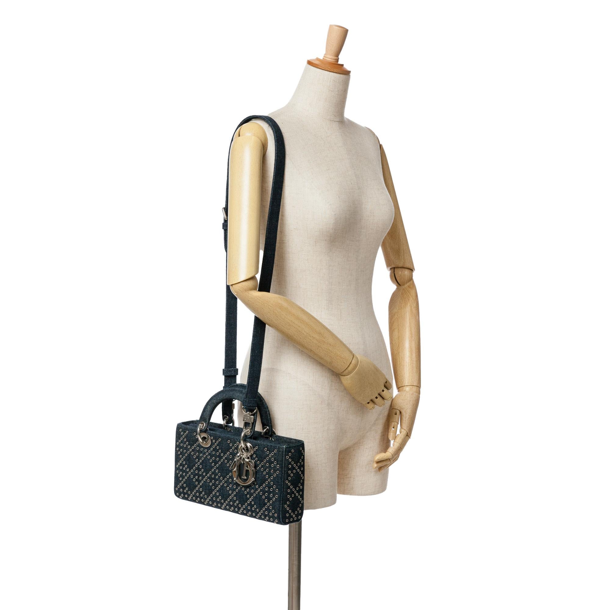 Dior Medium Denim Cannage Eyelet Lady D Joy