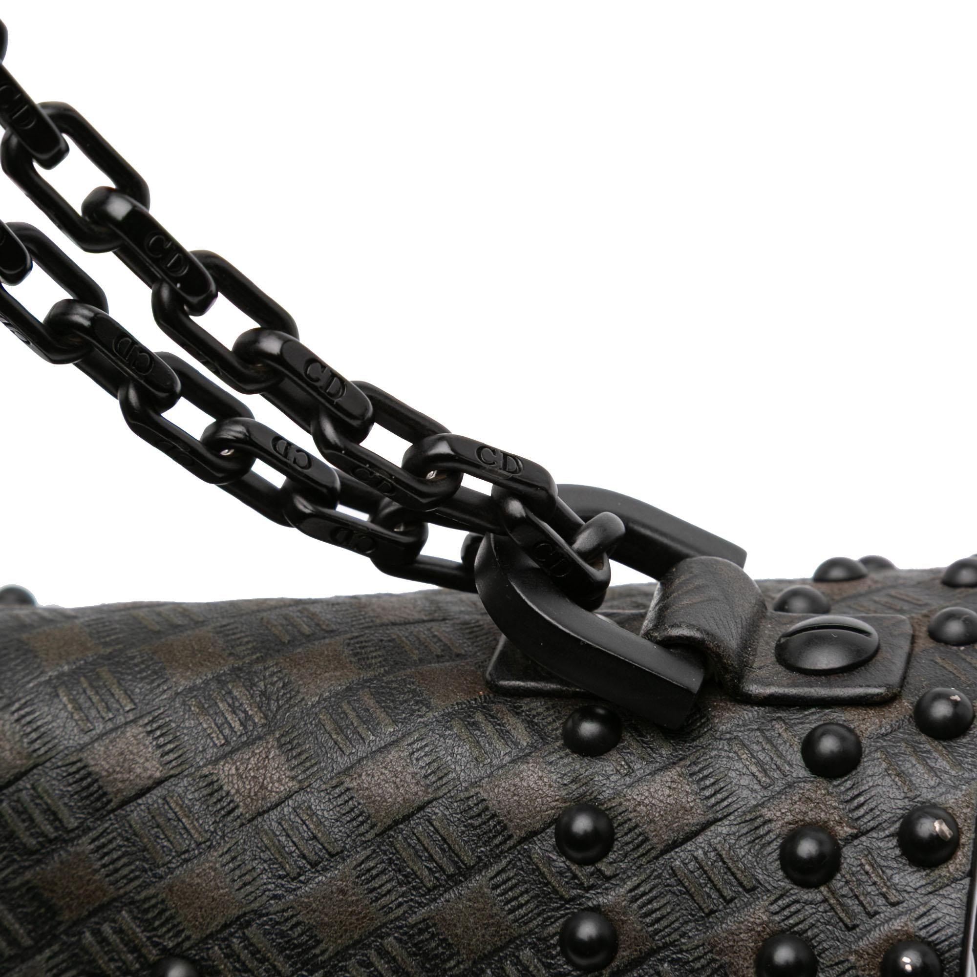 Dior Medium Embossed Calfskin Studded JAdior Chain Flap