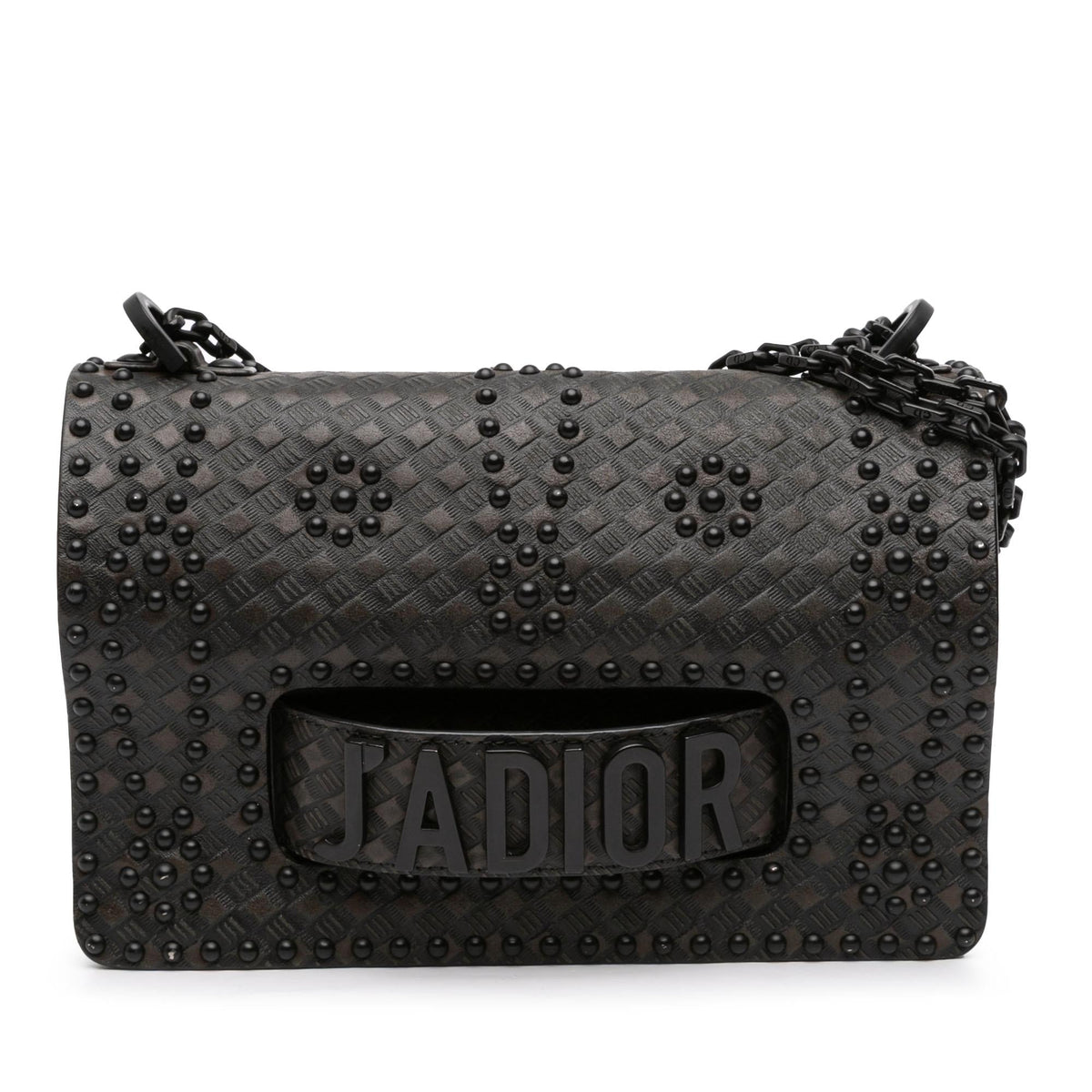 Dior Medium Embossed Calfskin Studded JAdior Chain Flap