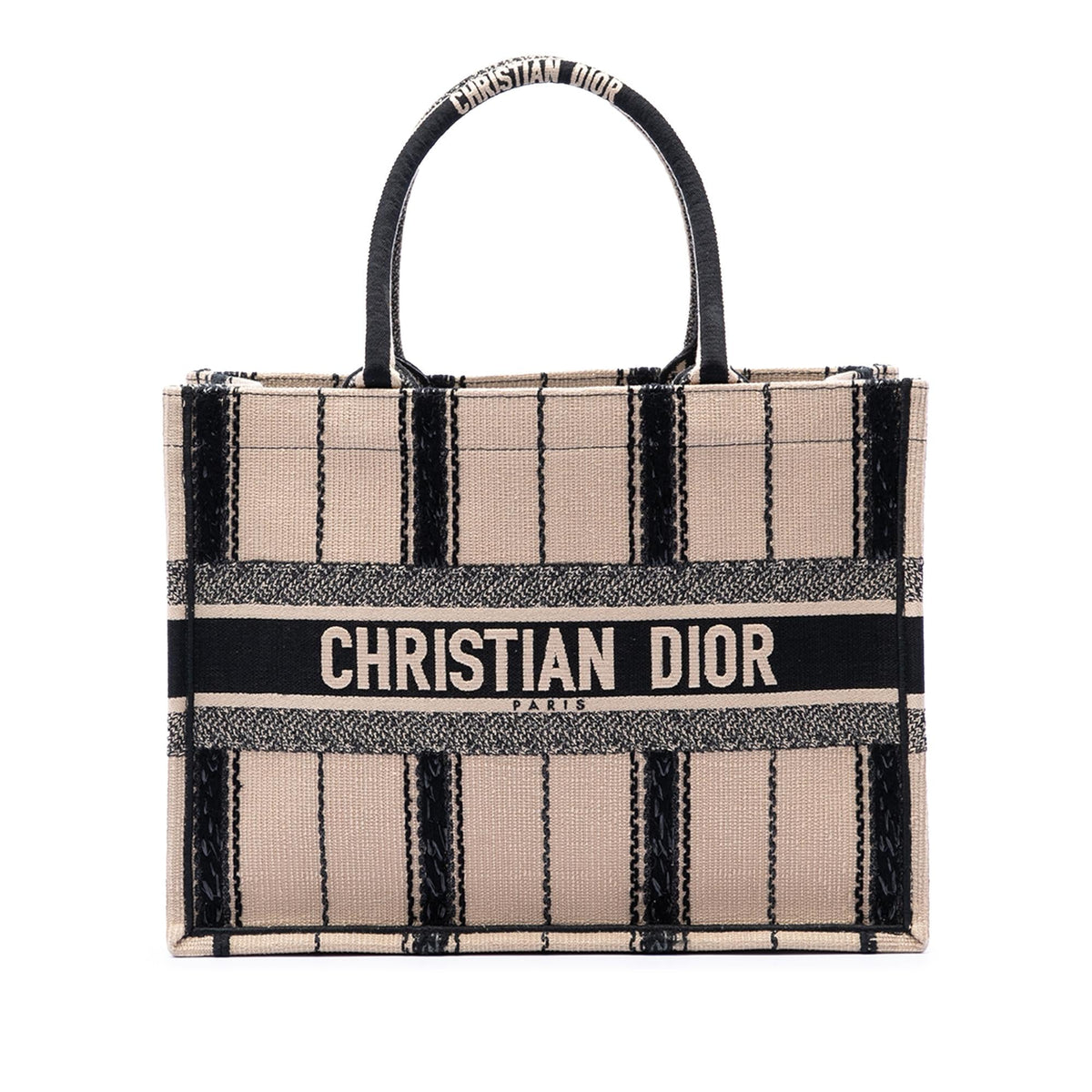 Dior Medium Embroidered Canvas Bayadere Book Tote